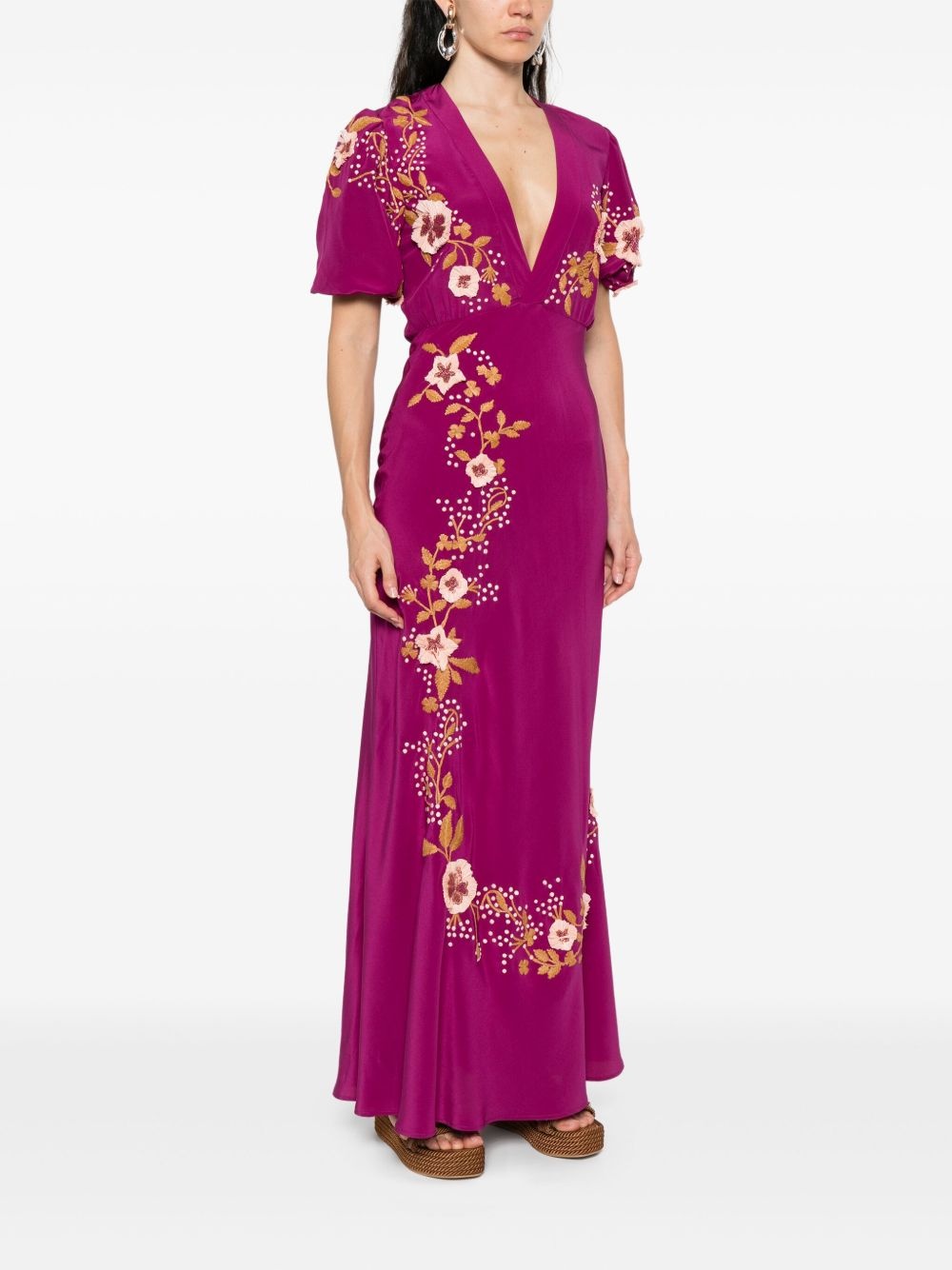 silk v-neck dress - 3