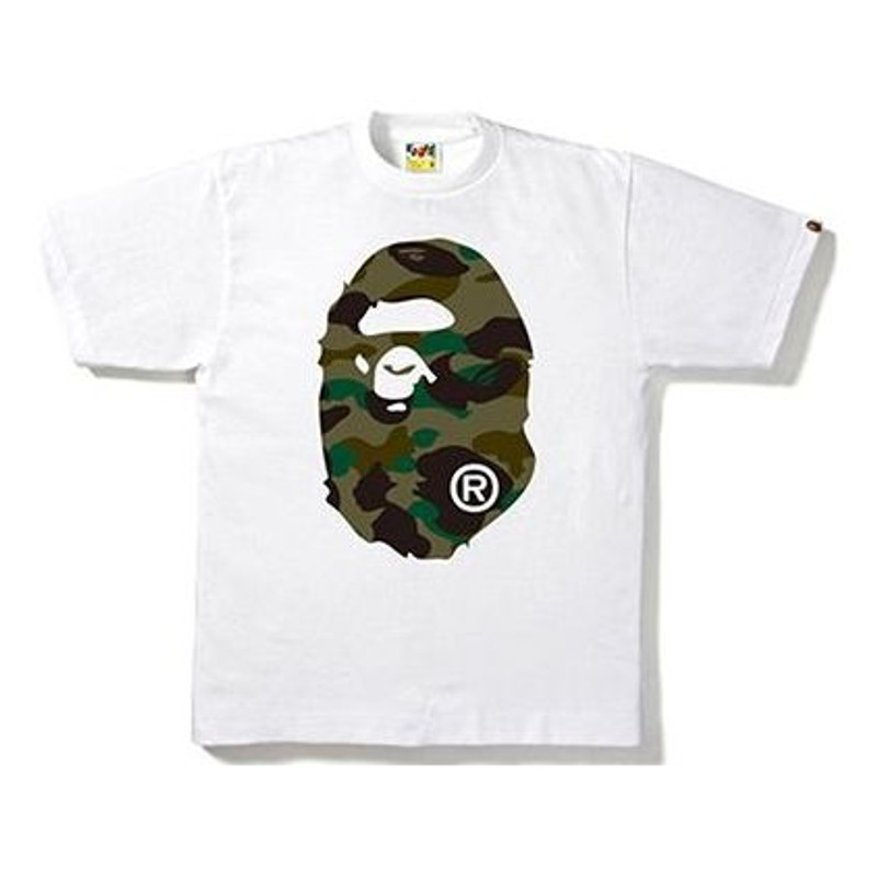 A Bathing Ape Green Camouflage Ape Head Tee 'White' BAPE-SS18-008 - 1