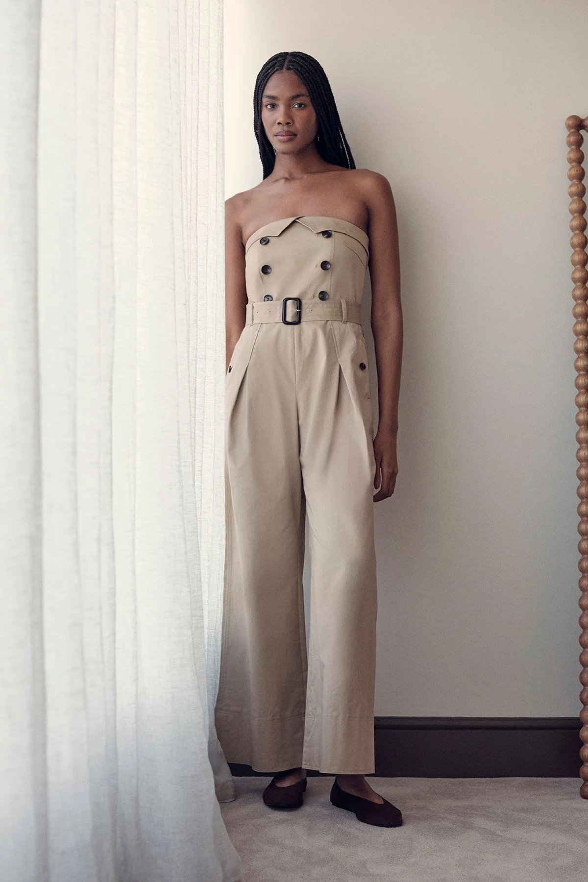 Tailored Cotton Trench Bandeau Jumpsuit - 1