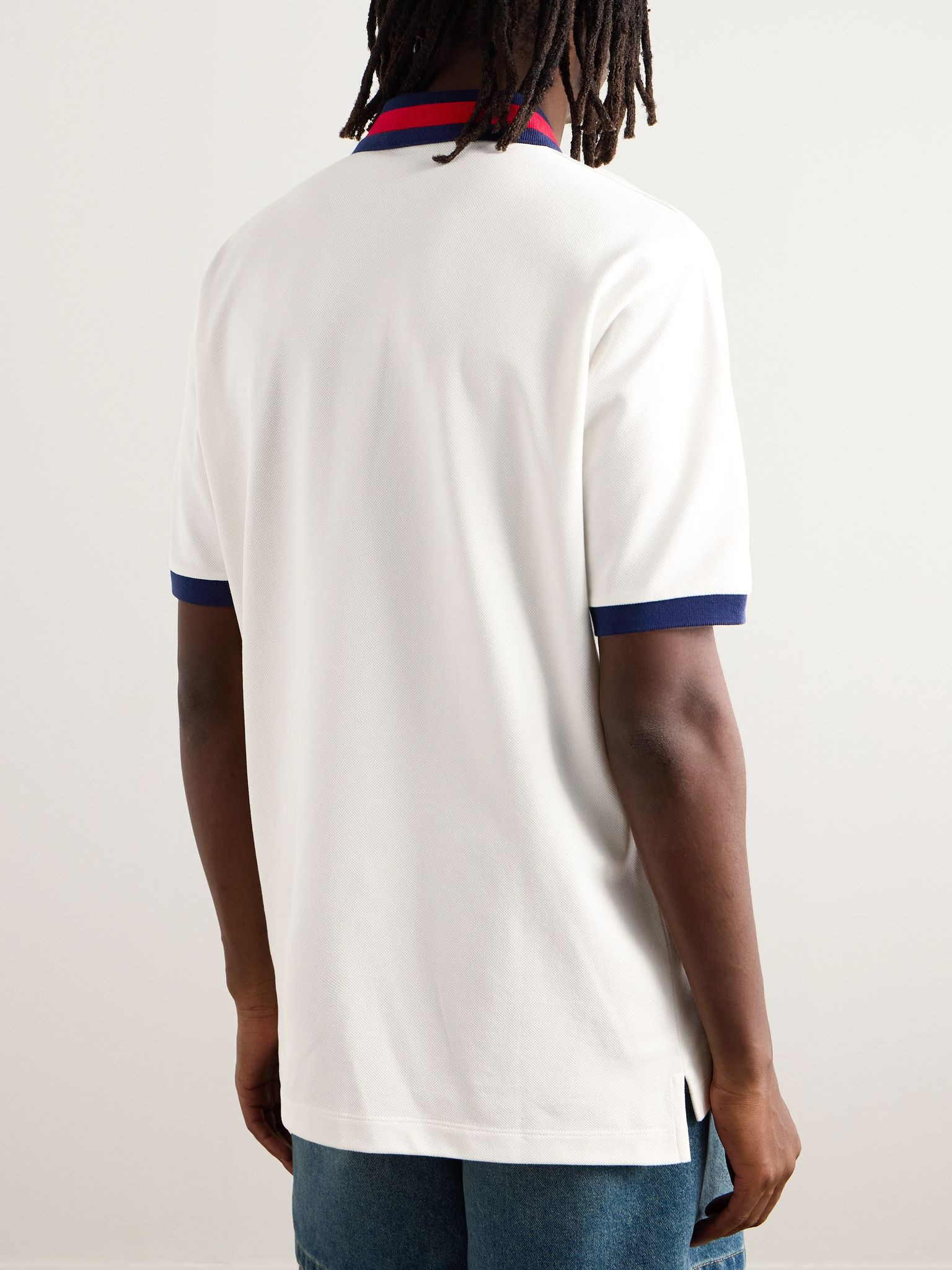 Logo-Embroidered Cotton-Blend Piqué Polo Shirt White - 4