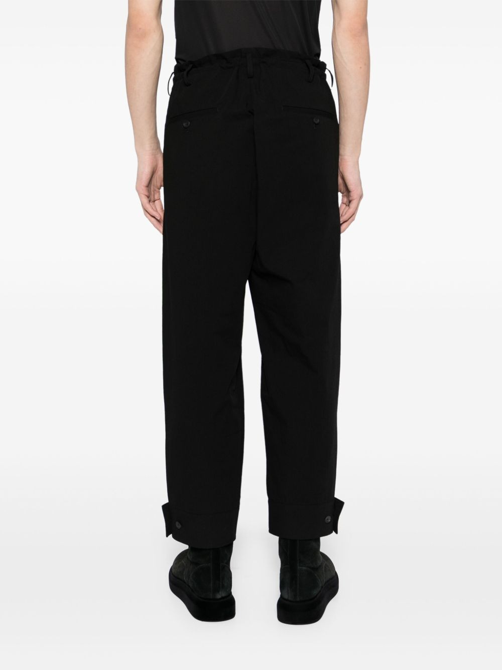 canvas belted-hem trousers - 4