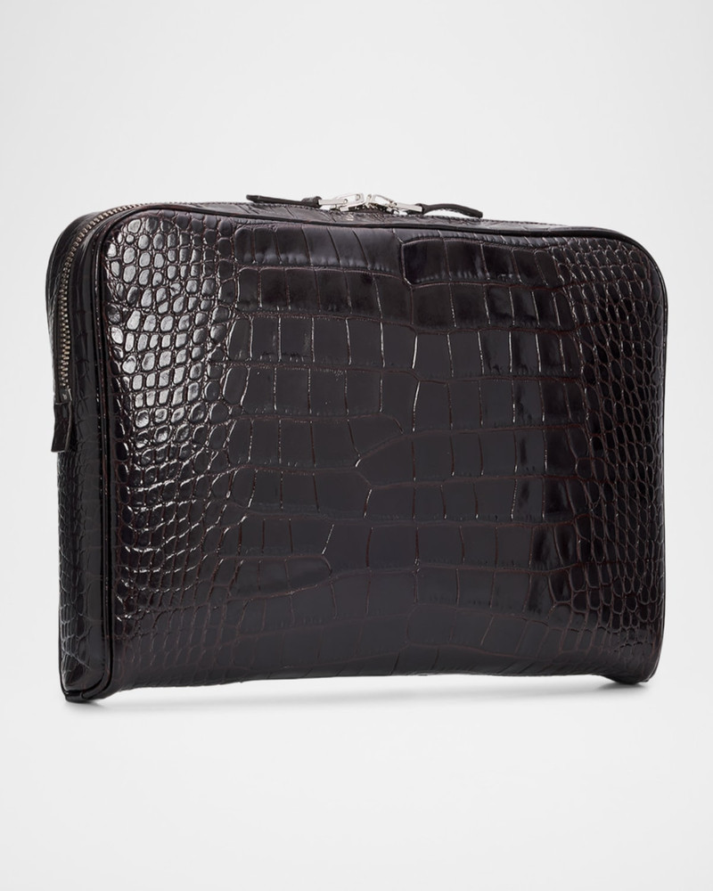 TOM FORD Men's Croc-Effect Zip Pouch outlook