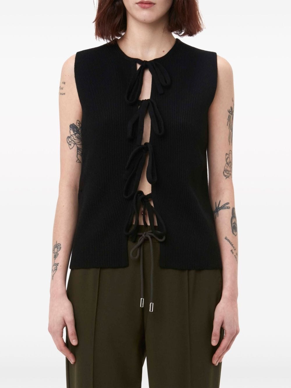 bow-tie ribbed tank top - 2