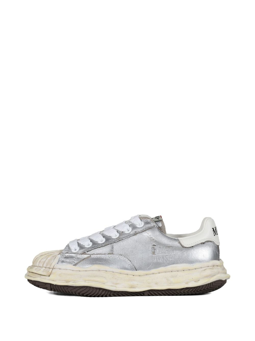 Blakey distressed-leather lace-up sneakers - 3