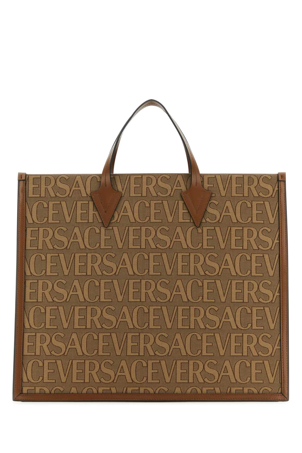 Versace Men Embroidered Canvas Versace Allover Shopping Bag - 3