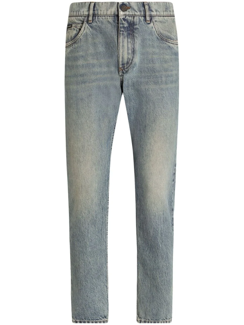 washed straight-leg jeans - 1