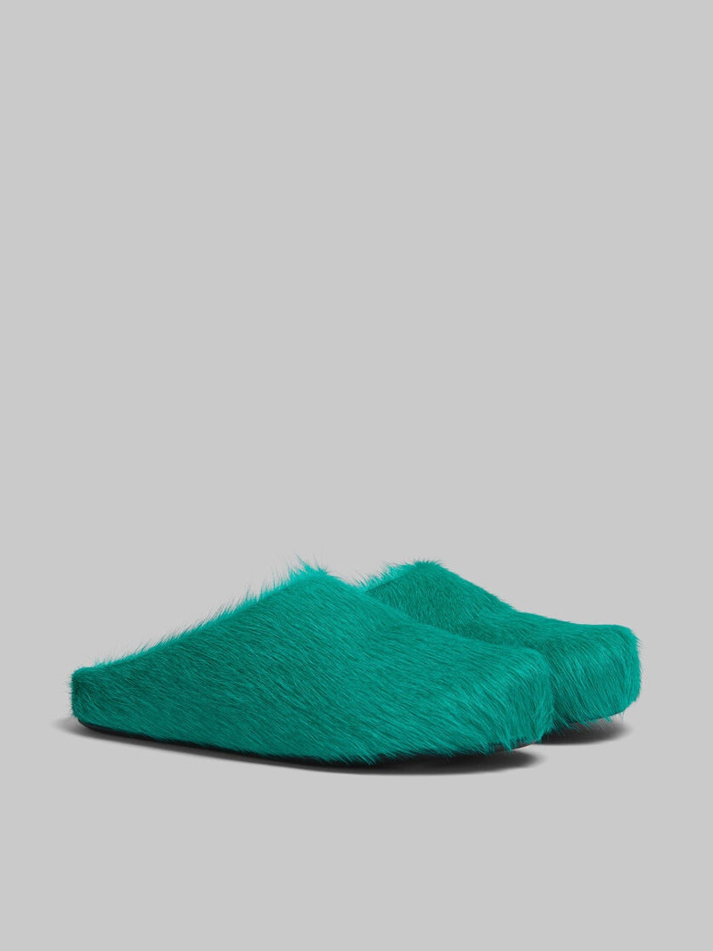 GREEN LONG-HAIR CALFSKIN FUSSBETT SABOT 2