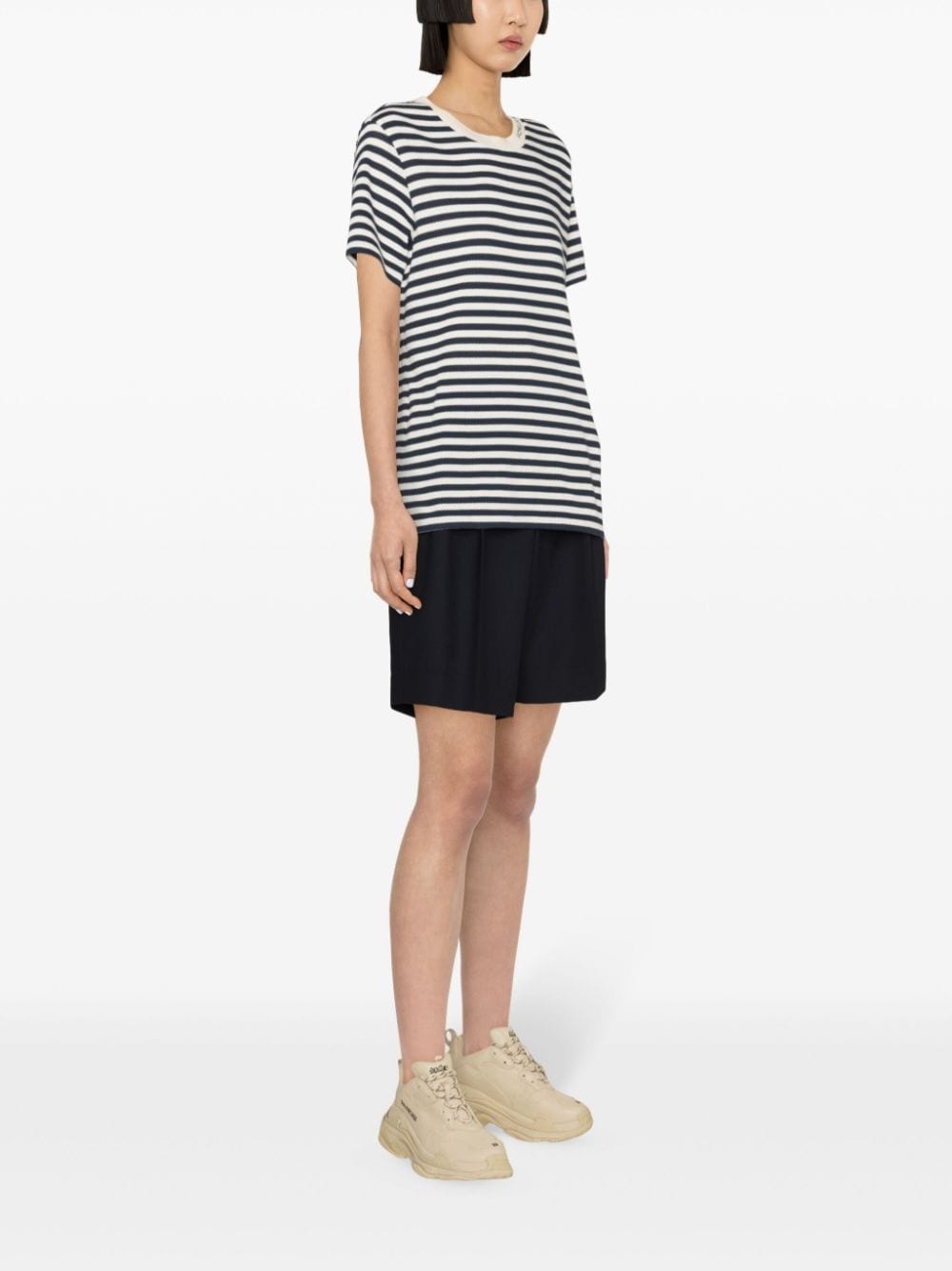 striped pointelle-knit T-shirt - 3