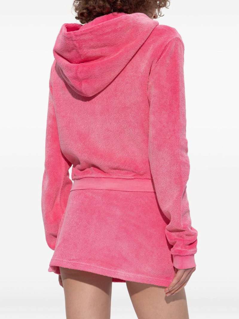 Shrunken 로고 자수 Zip 면 테리 Hoody 4