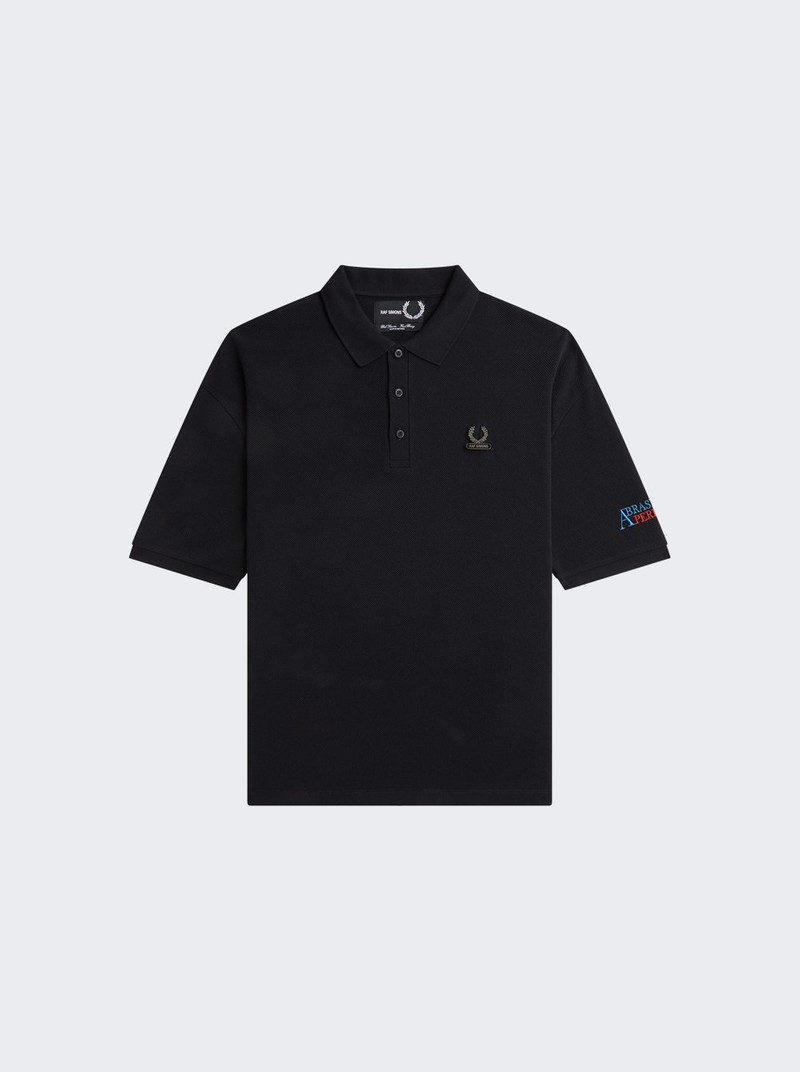 Embroidered Oversized Polo Shirt Black - 1