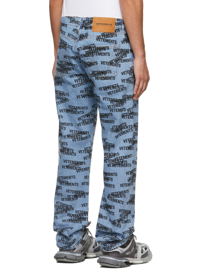 Blue & Black Logo Straight Jeans 3