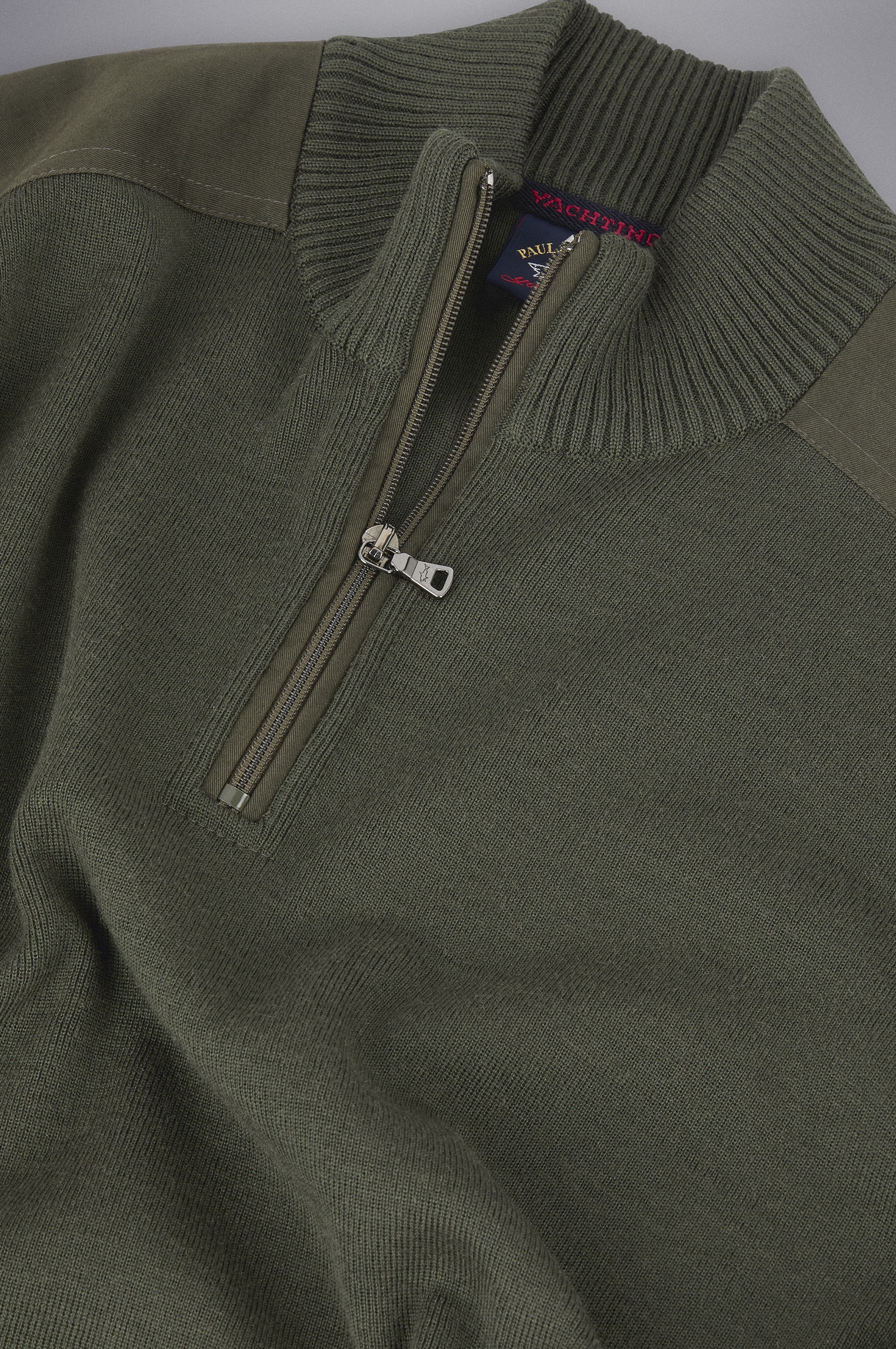 WOOL HALF ZIP SWEATER WITH ICONIC BADGE - 5