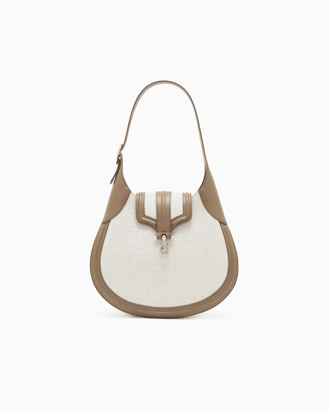 SMALL HOBO BAG IN CANVAS AND SMOOTH LEATHER - 1