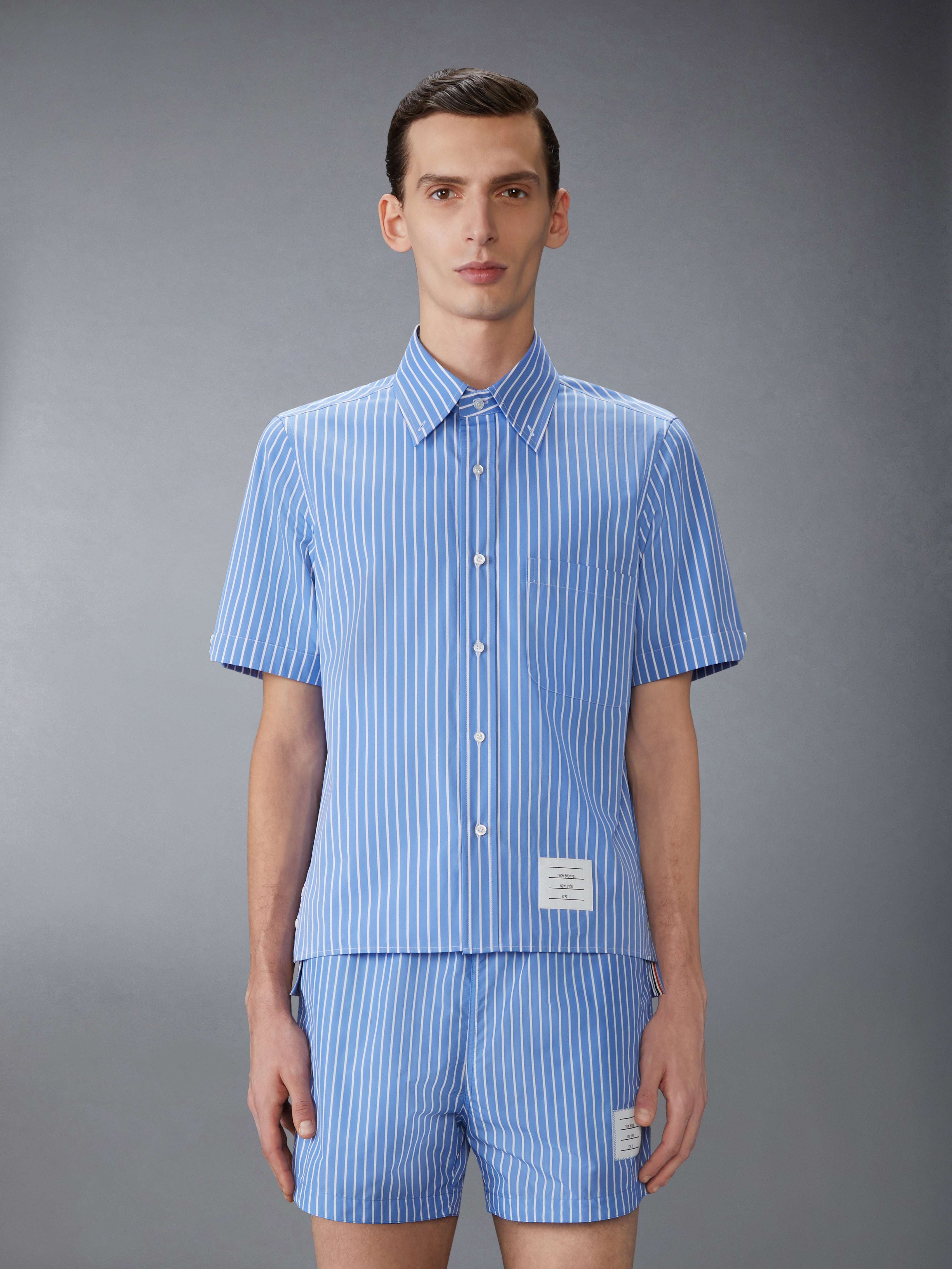 FUNMIX ARMBAND PINSTRIPE POPLIN SHORT SLEEVE SHIRT - 2