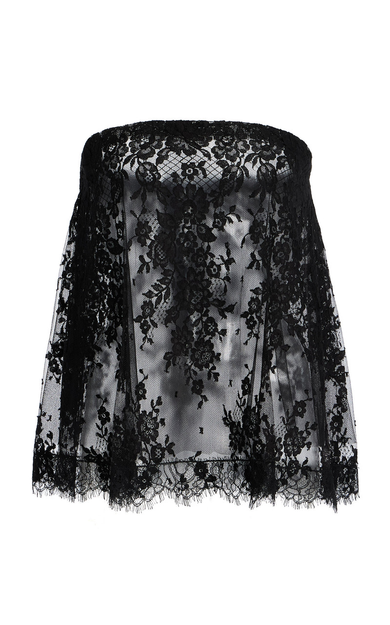 Strapless Cotton-Blend Lace Top black 1