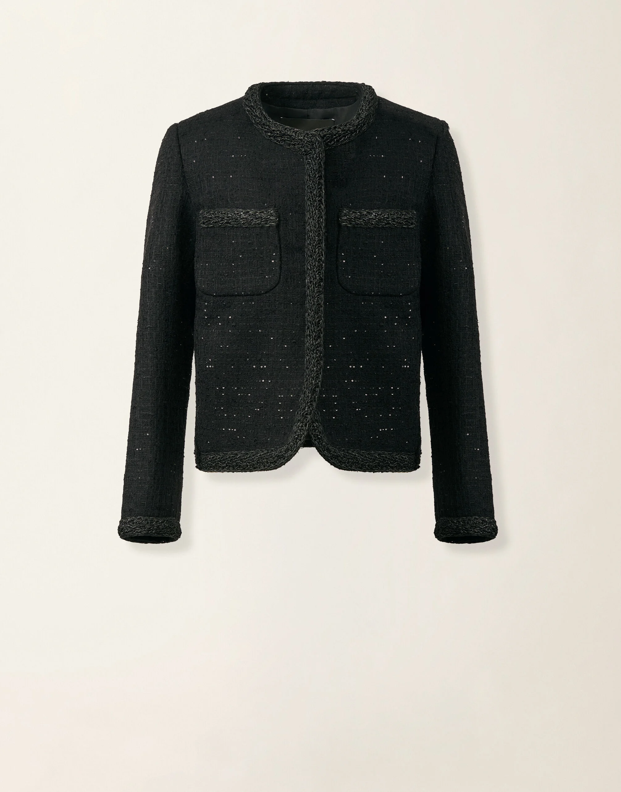 Sequin fabric crewneck jacket - 1