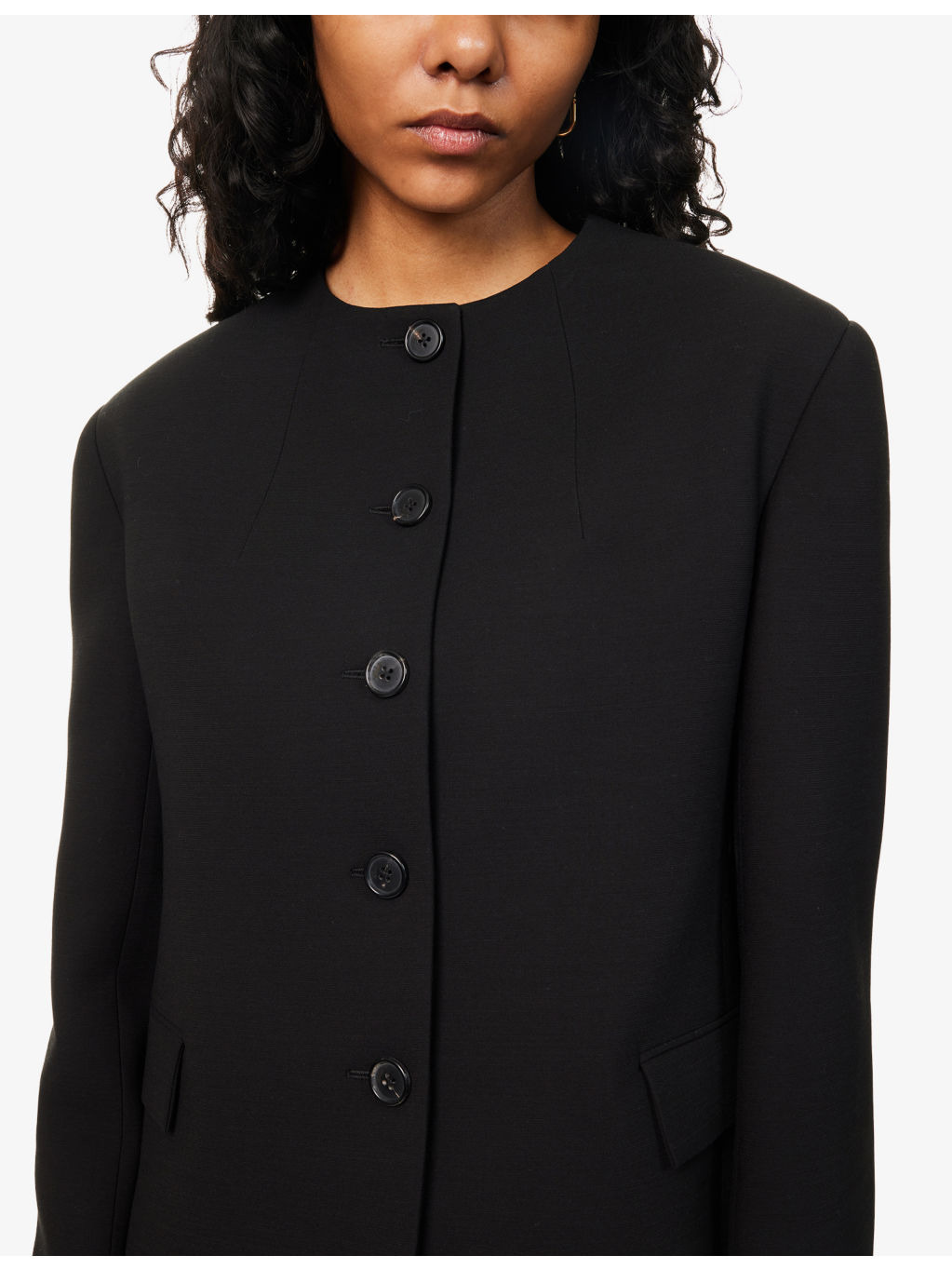 Jamerson Round-Neck Woven Blazer - 5
