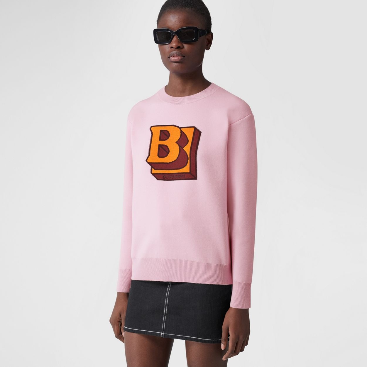 Letter Graphic Wool Blend Jacquard Sweater - 2