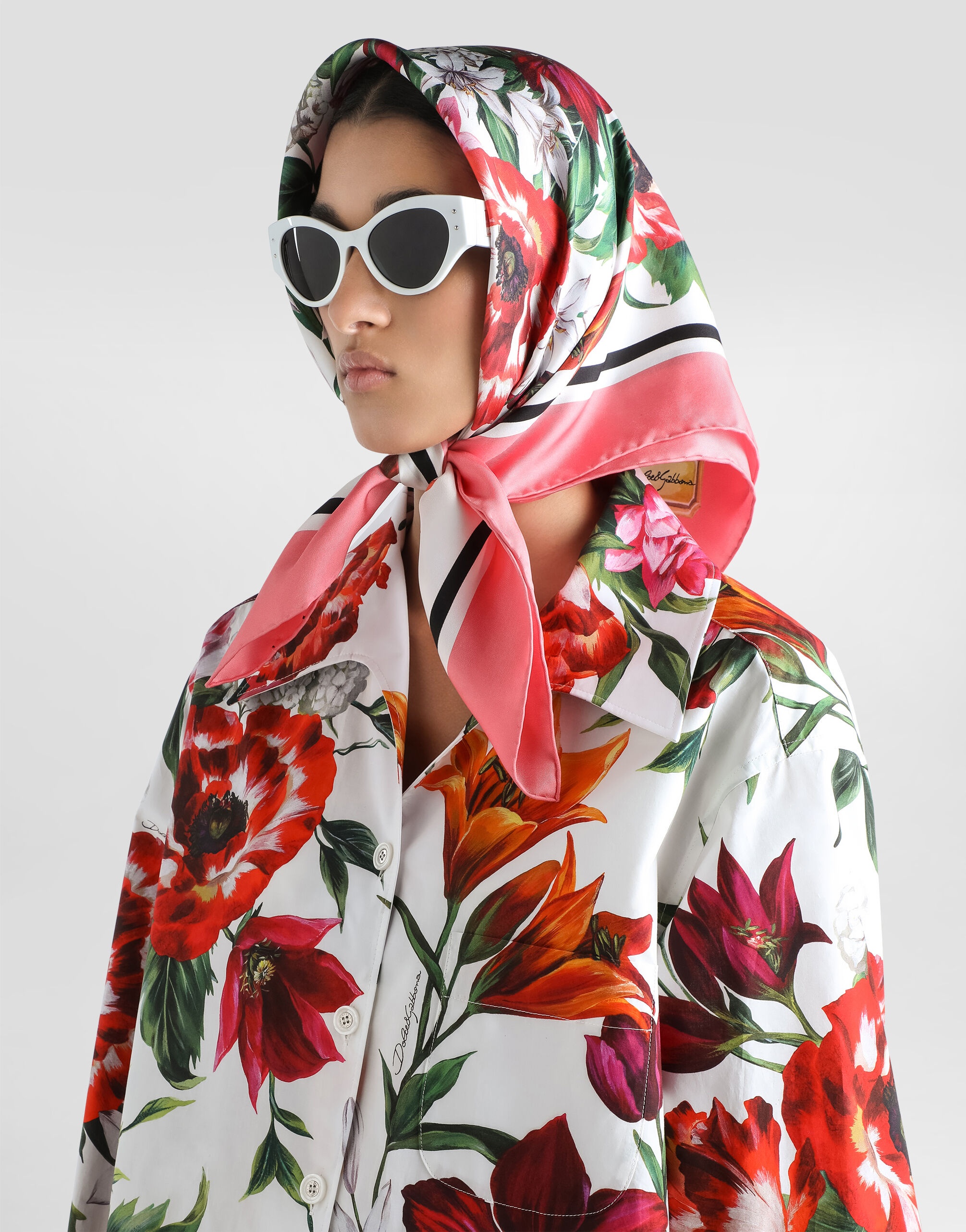 Flower-print poplin shirt - 4