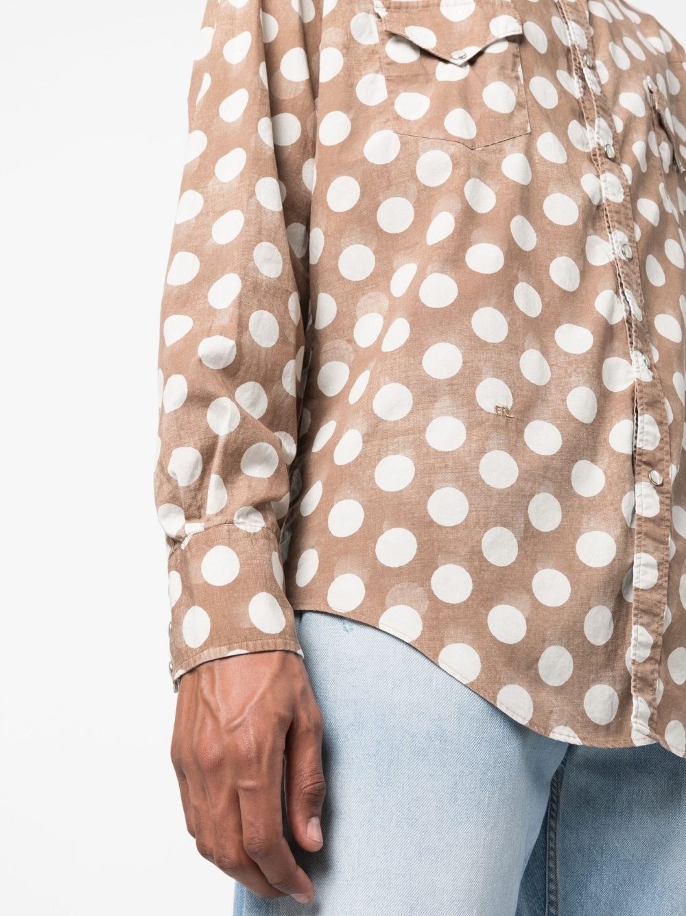 polka-dot print cotton shirt - 5