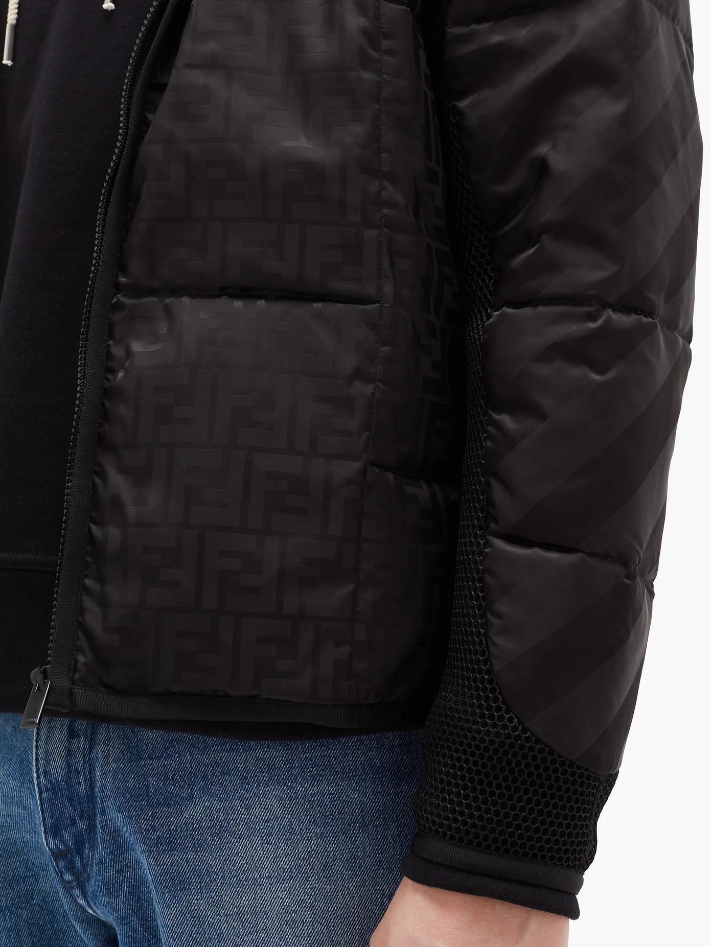 FF-jacquard mesh panel down jacket - 4