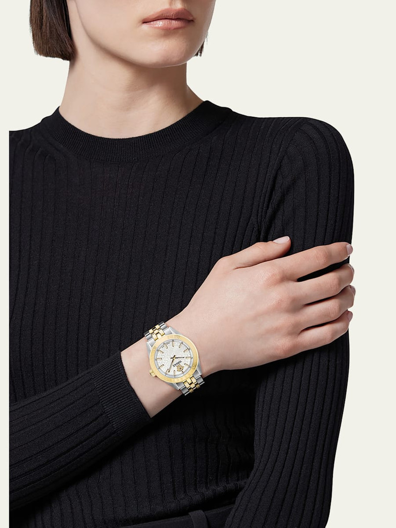 VERSACE V-Code 36mm Two Tone Bracelet Watch outlook