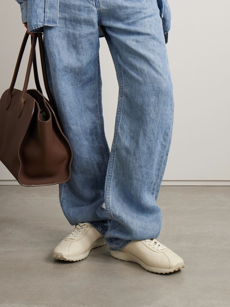 The Row Mica leather sneakers Ivory outlook