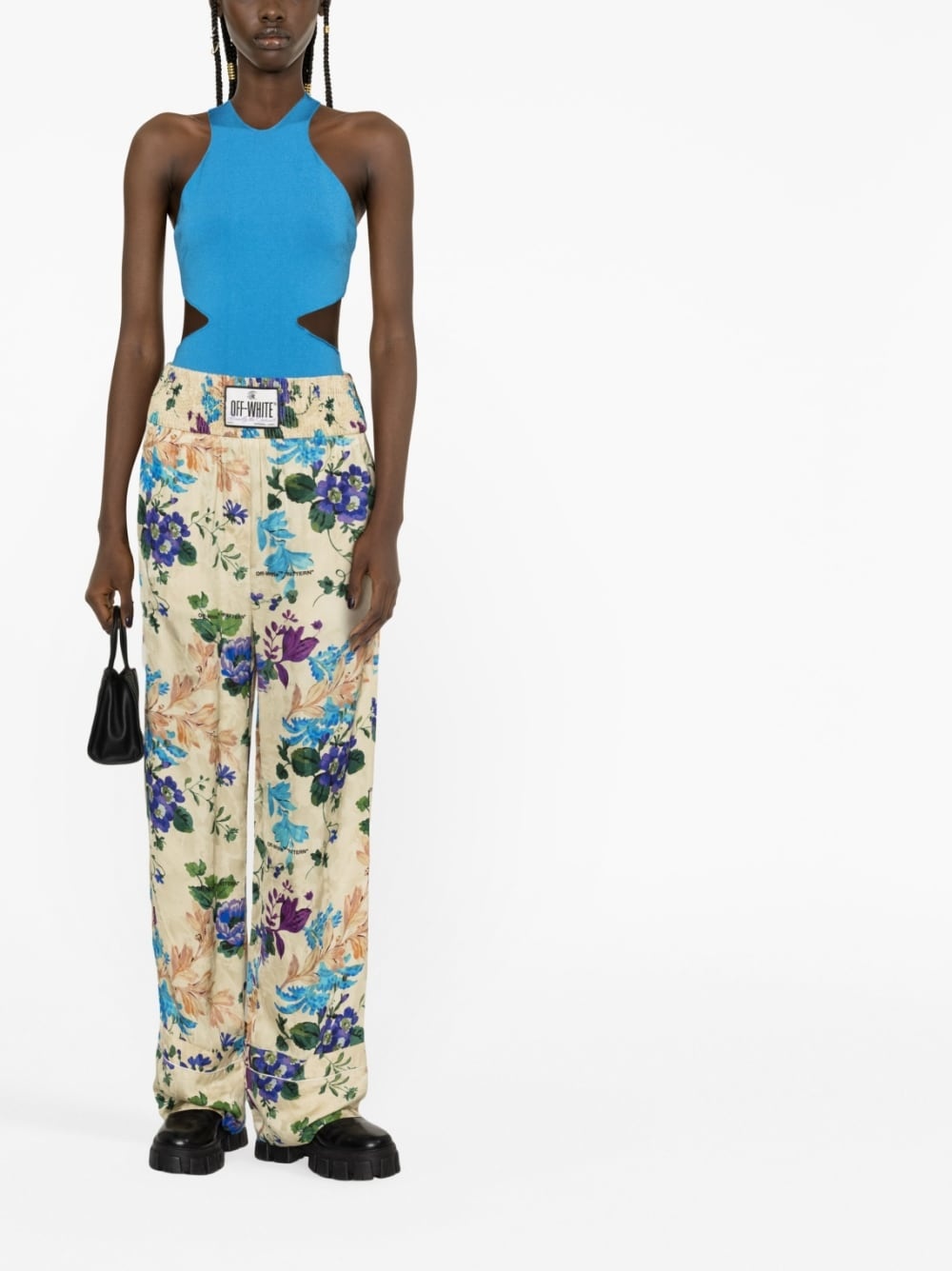floral-jacquard palazzo trousers - 2