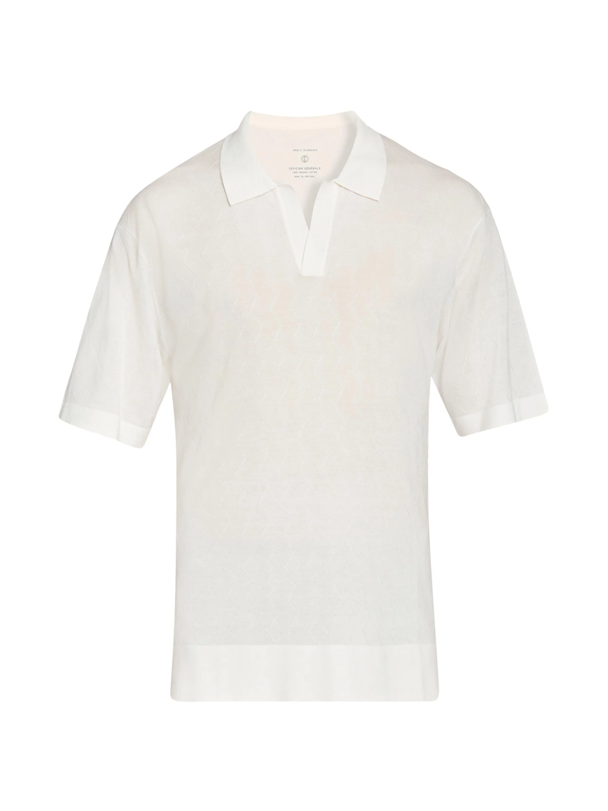Men Pele Texture Wool-Blend Polo Shirt - Cream - 1