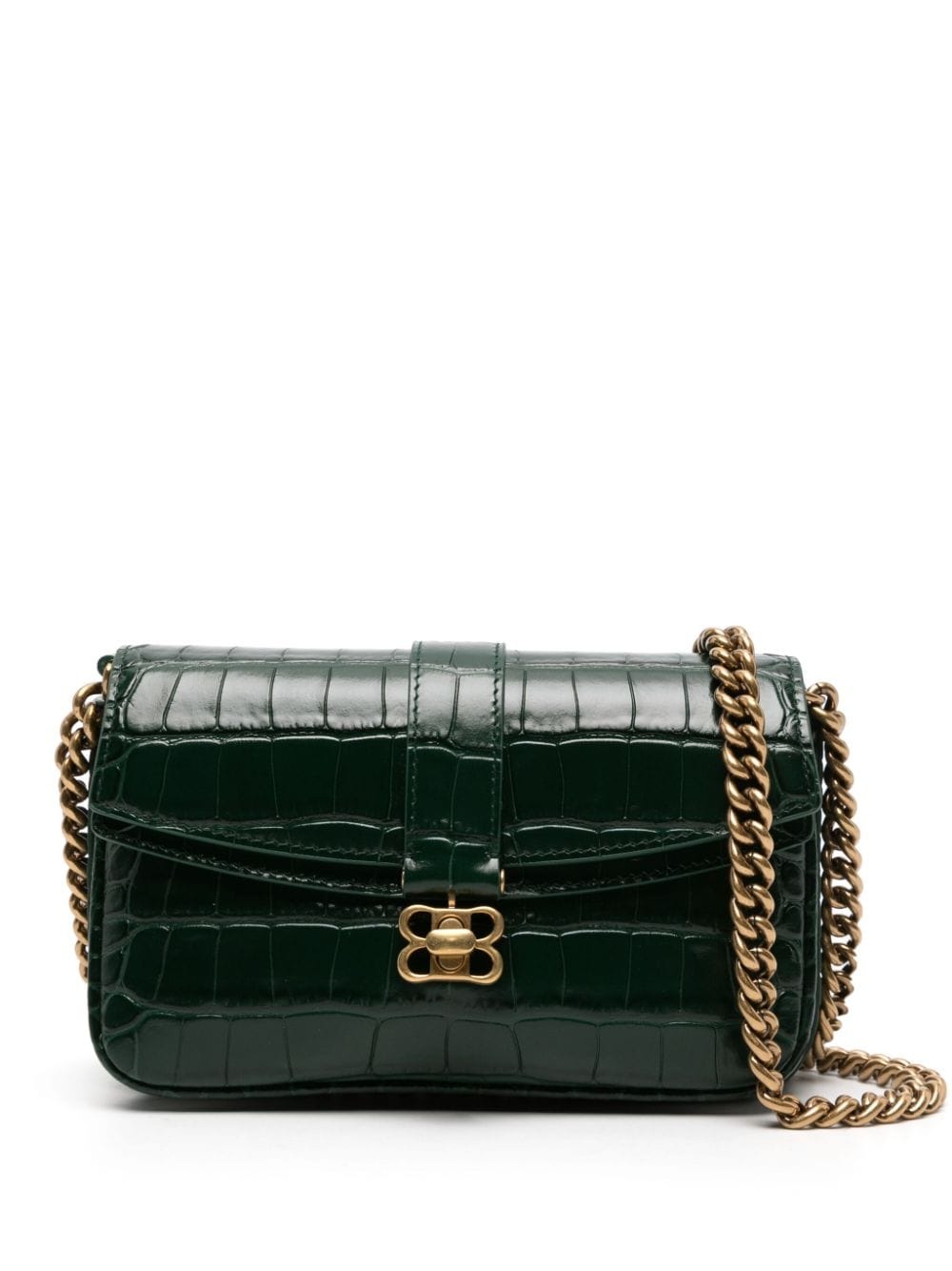 crocodile-embossed leather crossbody bag - 1