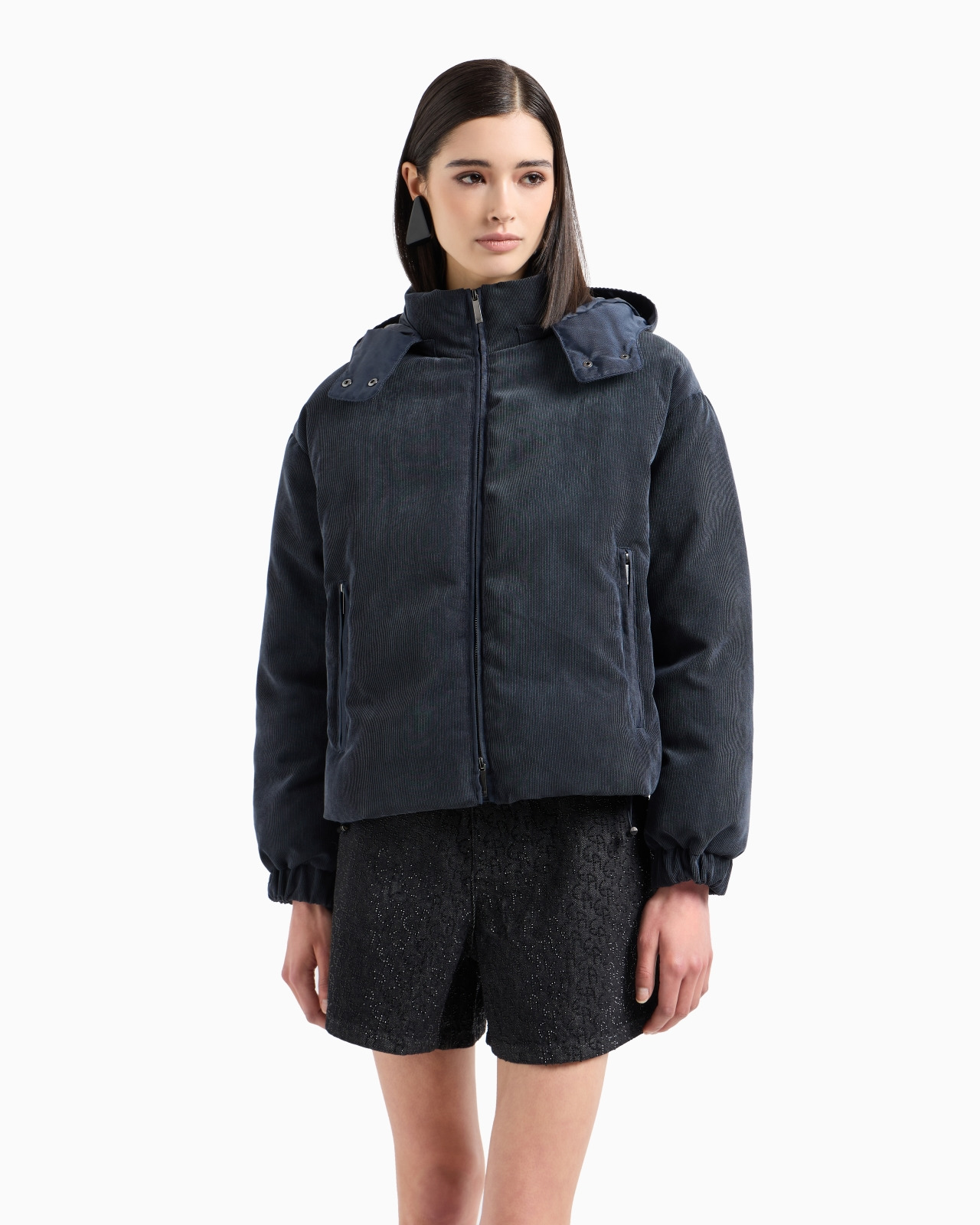 ASV water-repellent corduroy down jacket with hood and recycled down - 2