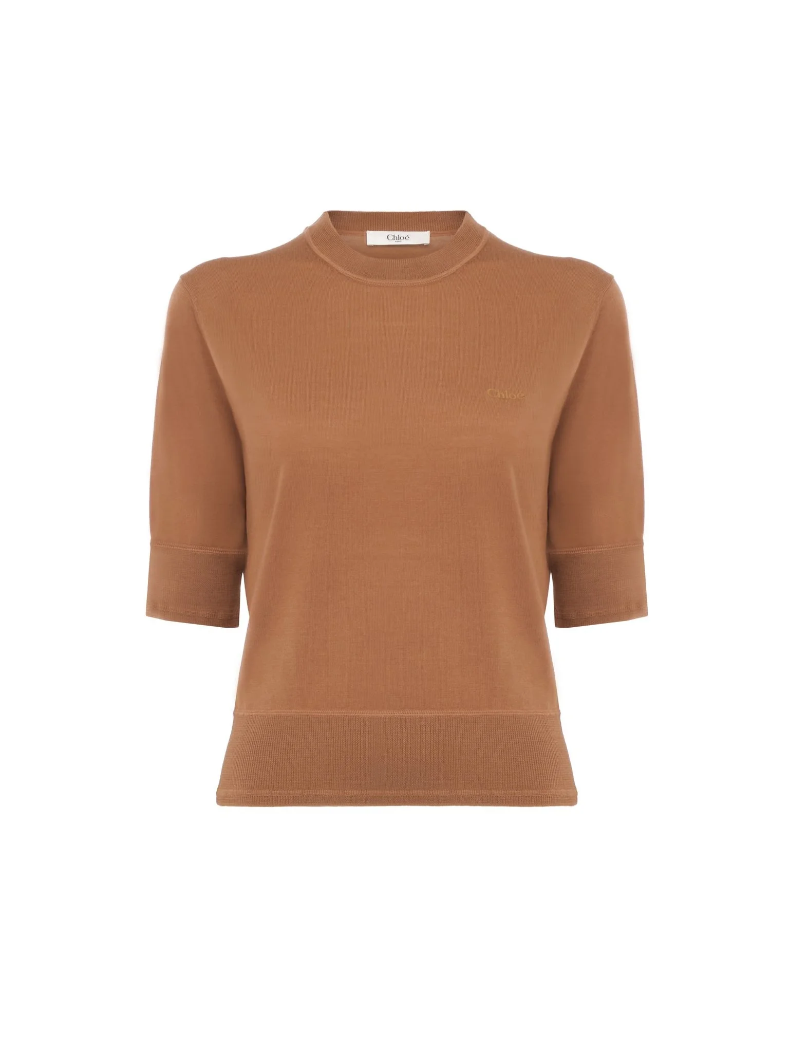 SHORT-SLEEVE LOGO SWEATER IN A FINE MERINO WOOL KNIT - 1