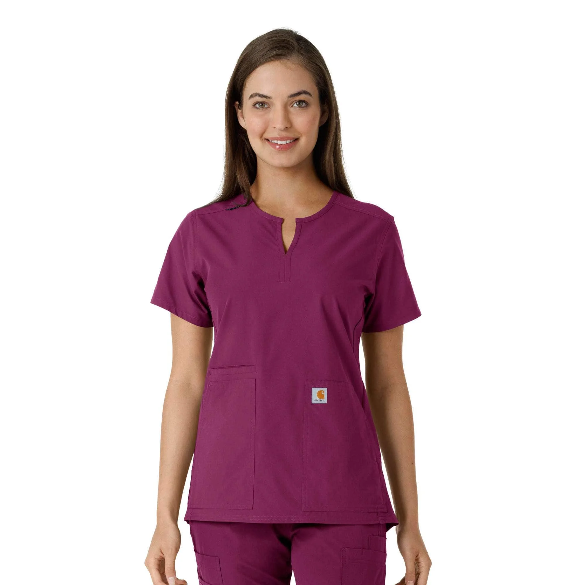 Women's Force Essentials Notch Neck Tunic Knit Panel Scrub Top - 1