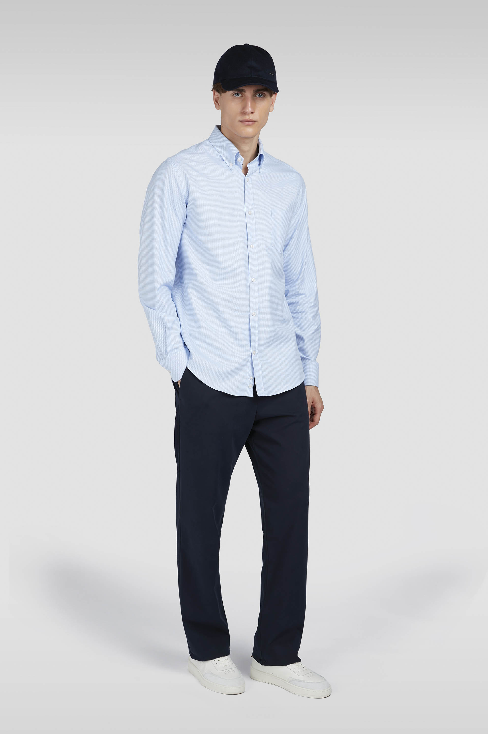 COTTON SHIRT WITH HOUNDSTOOTH PATTERN - 2