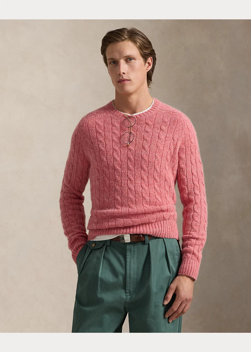 Suede-Patch Cable-Knit Sweater 6