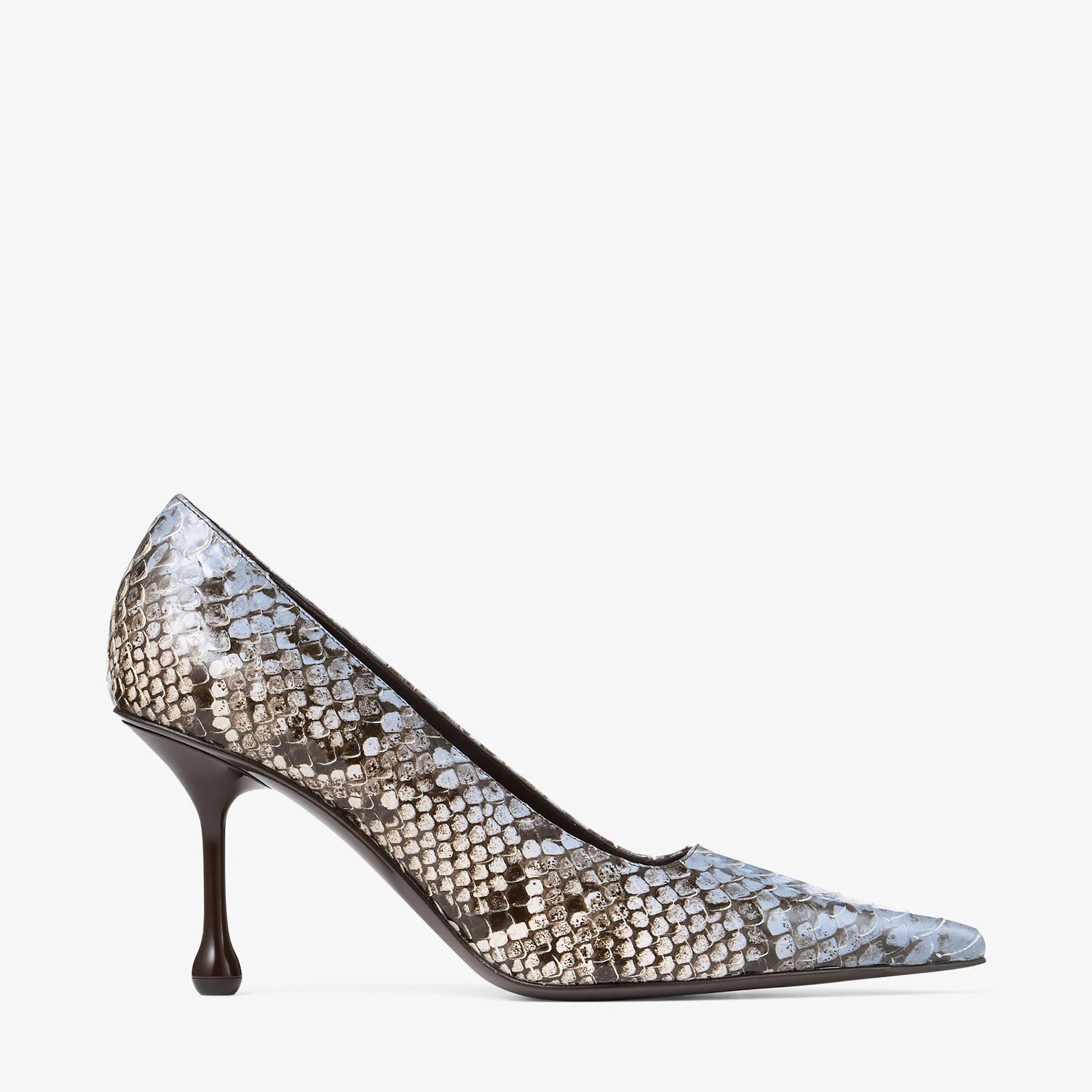 Ixia 80 Light Blue Haze Python Printed Leather Pumps - 1