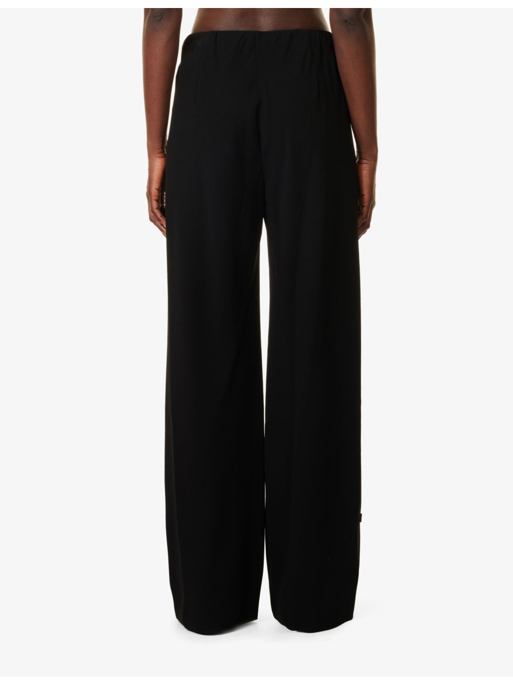 Elasticated-waistband straight-leg high-rise crepe trousers - 4
