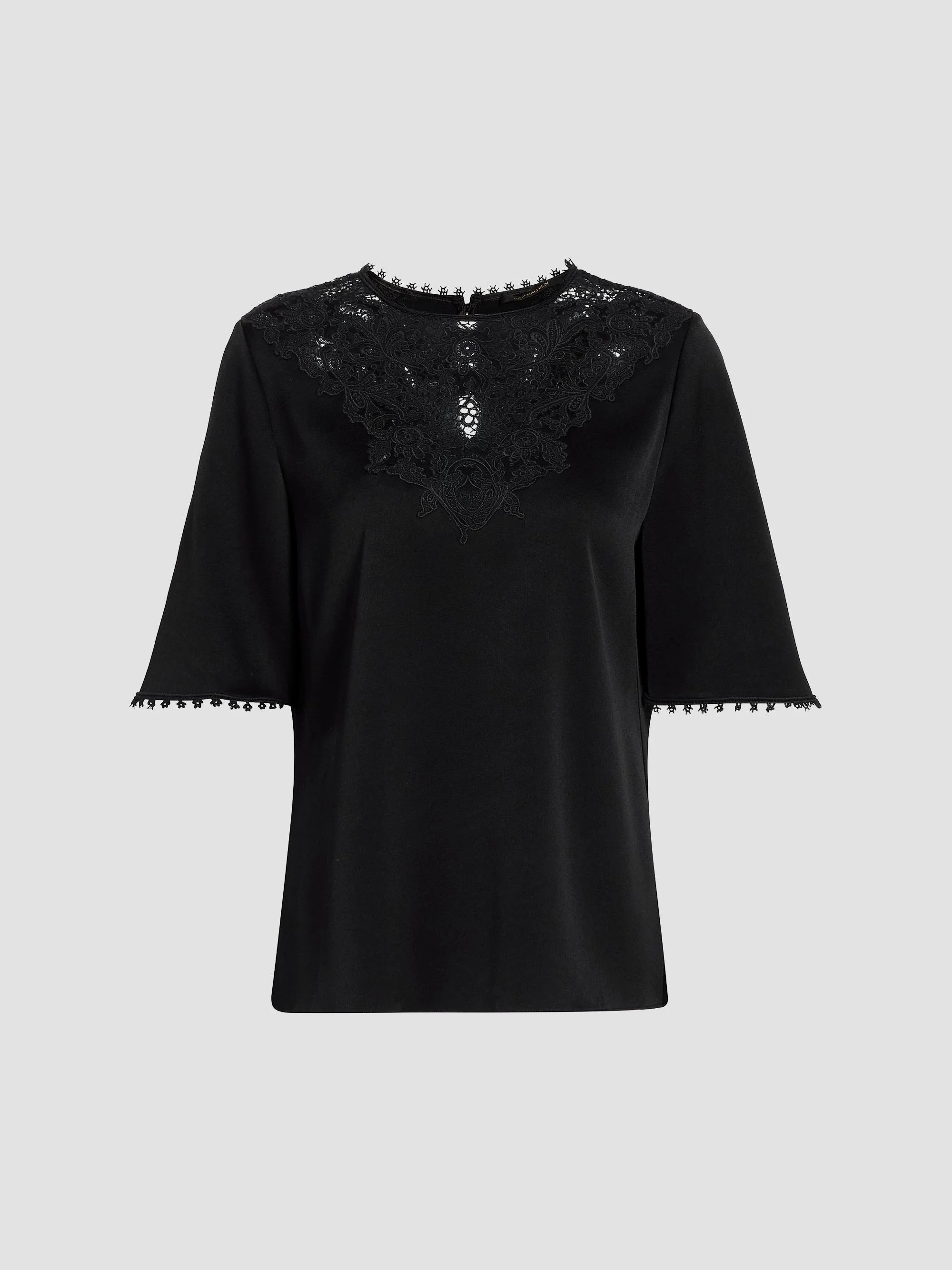 Women's Frankie Lace Satin-Back Crepe Blouse - Black - 1