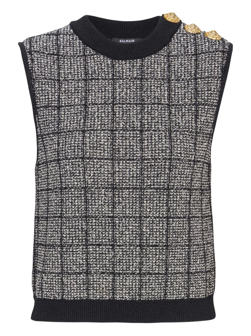 side-button tweed top - 1