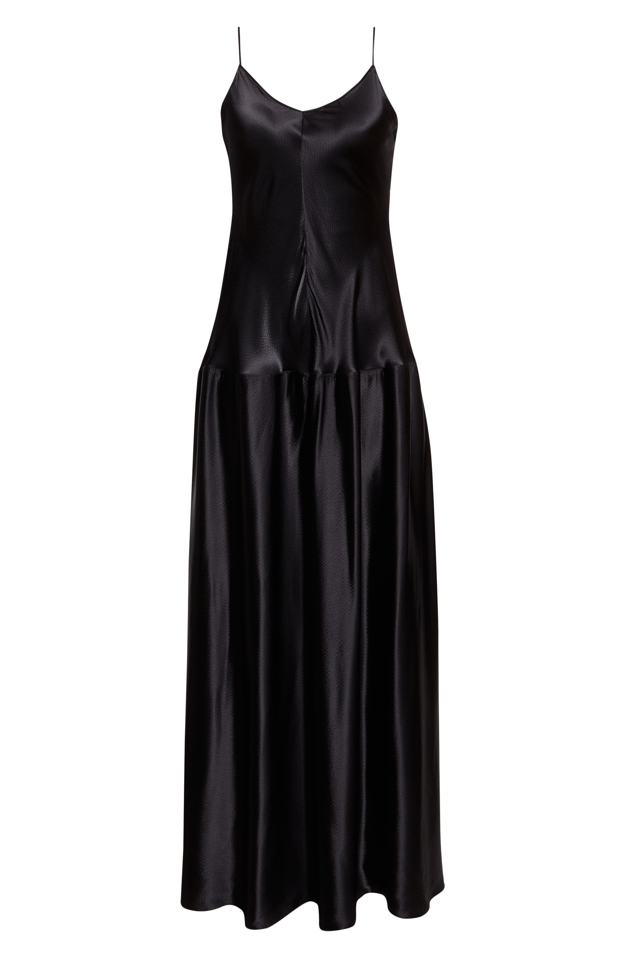 FFORME Laylay Dropped Waist Hammered Satin Dress in Black at Nordstrom - 5