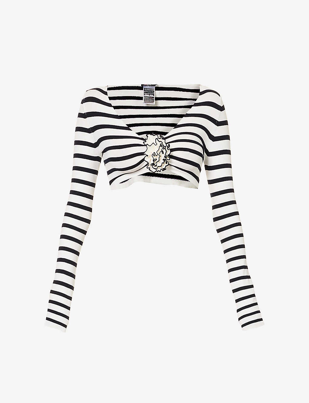 Cropped appliquéd striped stretch-knit top - 2