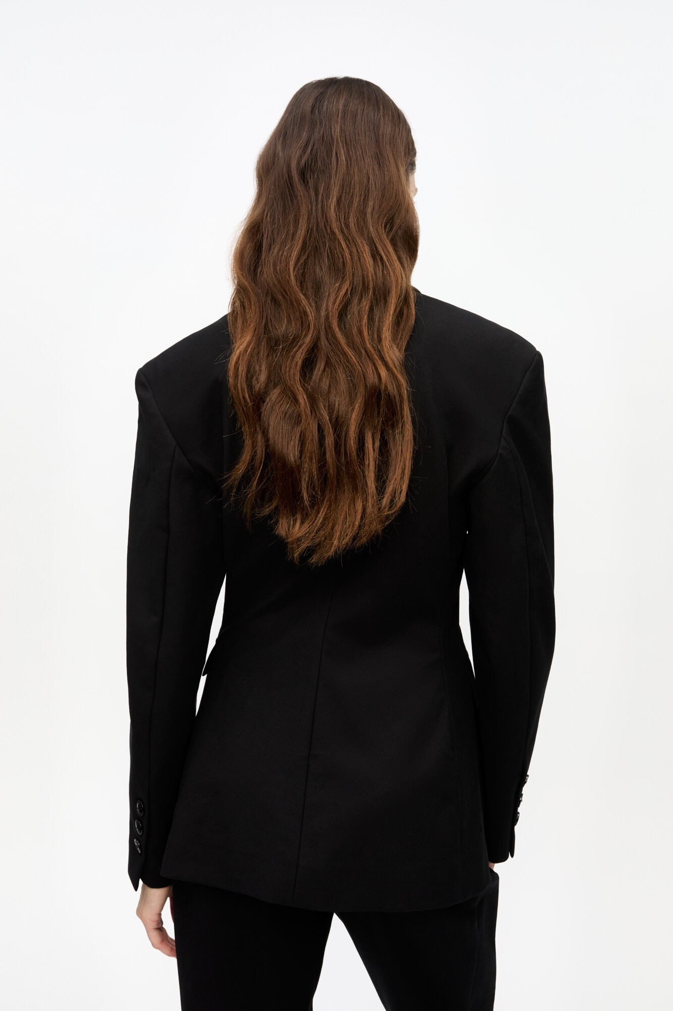 BLACK HEAVY COTTON TAILORING BLAZER - 4