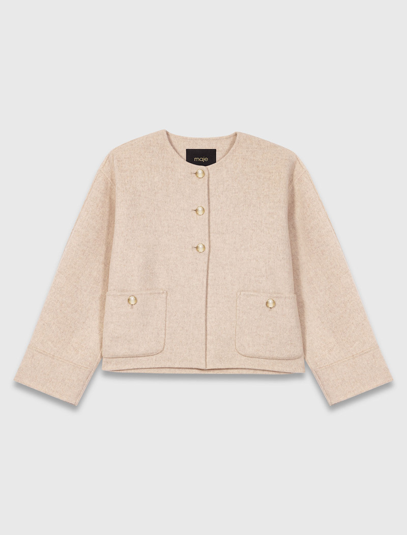 Cropped wool coat with removable scarf 10