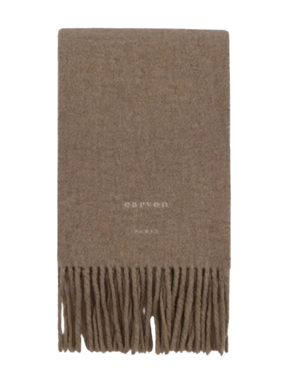 embroidered-logo fringed scarf - 1