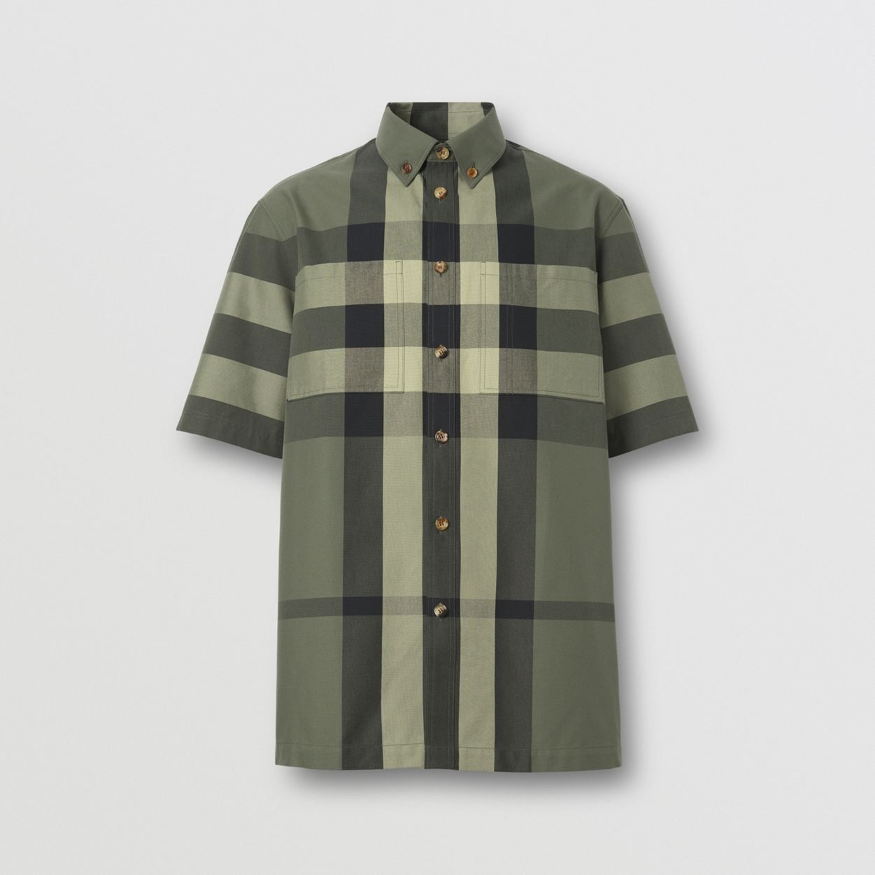 Short-sleeve Check Cotton Shirt - 1