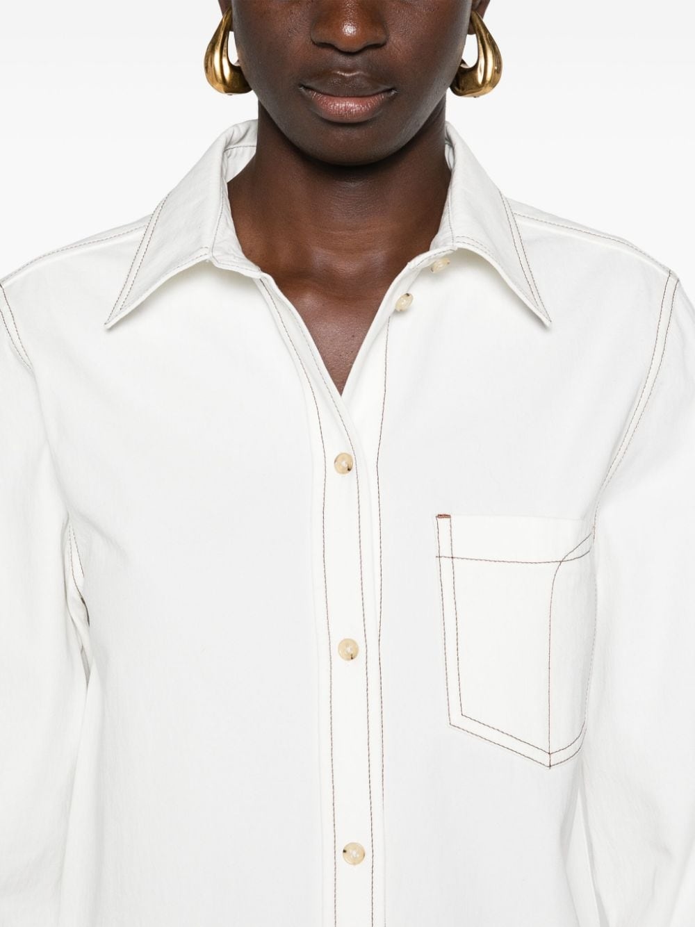 contrast-stitching organic cotton shirt - 5