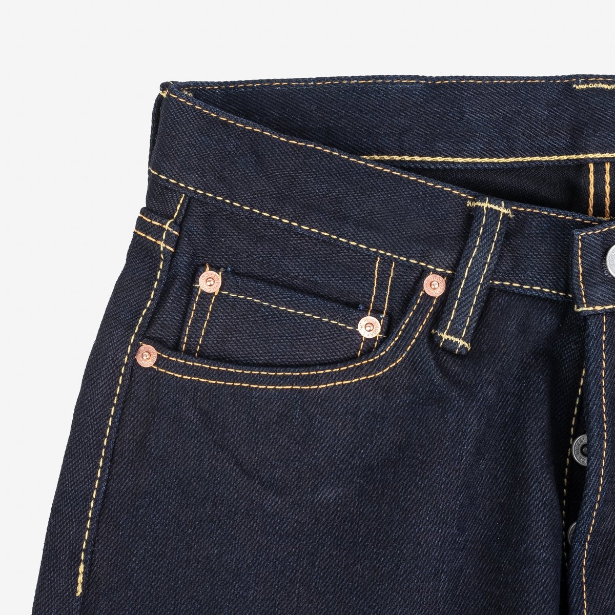 IH-888S-21ib 21oz Selvedge Denim Medium/High Rise Tapered Cut Jeans - Indigo/Black - 6