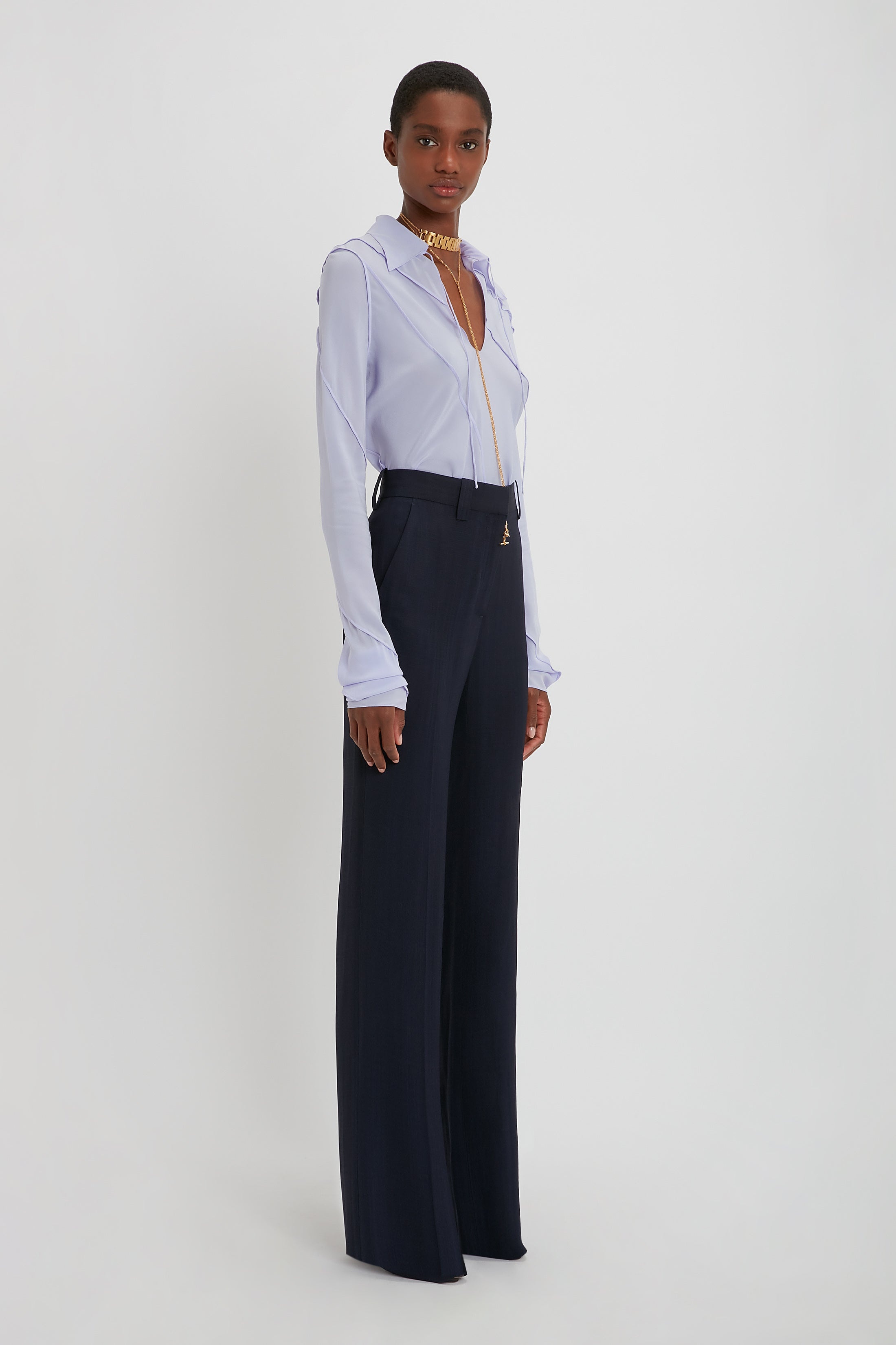 Tailored Straight Leg Trouser In Ink Blue - 3