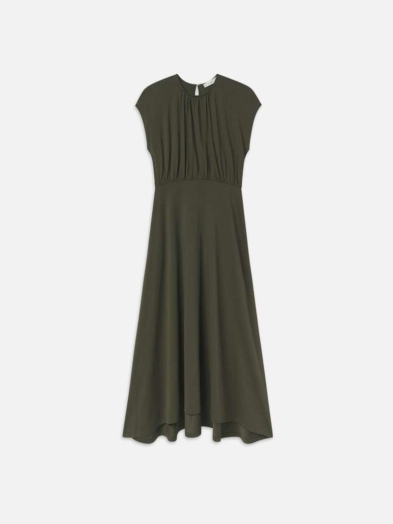 Handkerchief Hem Jersey Dress in Rich Military 1