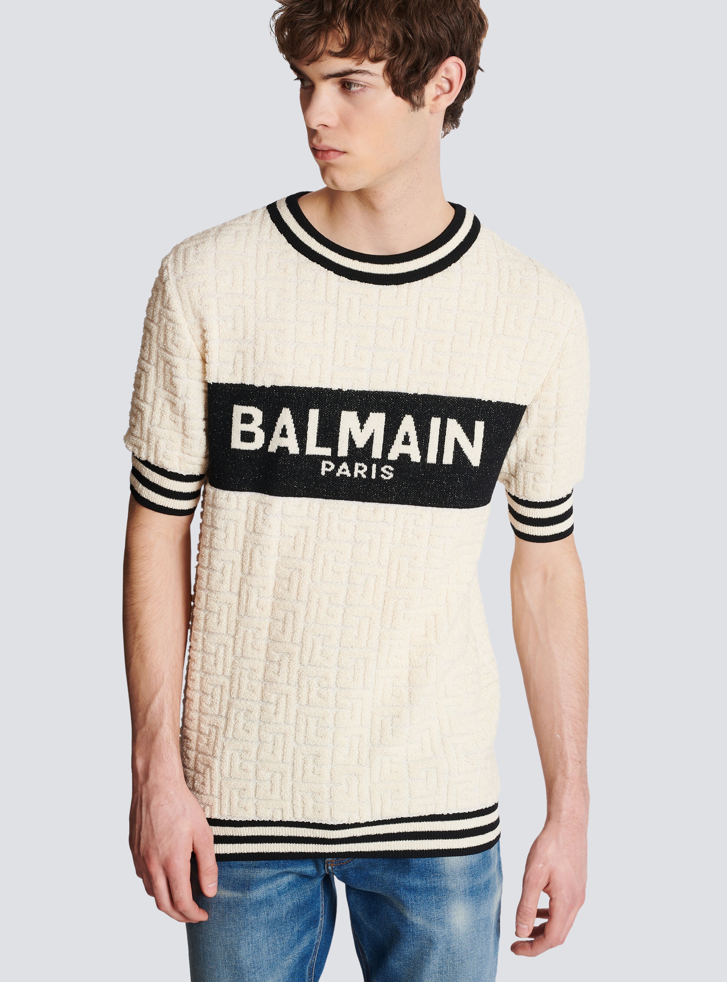Tシャツ・カットソー Balmain Striped Baseball T-Shirt Striped Balmain Baseball T-shirt - Women | BALMAIN